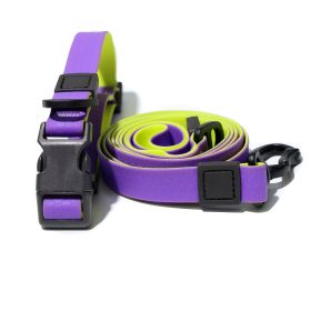 Honeycomb embossed dual-color pet leash set is stylish and fashionable. The embossed surface enhances the leash's grip, preventing slippage when held. (Option: Purpleryellow-20mm)