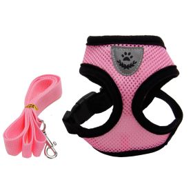 Fashionable High-end Multi-color Dog Harness And Leash (Option: Pink-L)