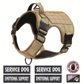 Tactical Service Dog Harness. Adjustable, Reflective, With Metal Buckle. For Hiking Or Training (Option: Brown-XL)