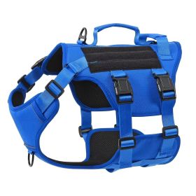 Heat-resistant Durable Nylon Service Dog Harness, Adjustable No-pull Reflective Vest With Dual Handles For Large Dogs (Option: Blue-S)