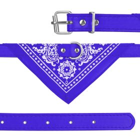 1Pc Adjustable Bandana Leather Pet Collar Triangle Scarf (Option: Blue M)