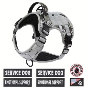 Tactical Service Dog Harness. Adjustable, Reflective, With Metal Buckle. For Hiking Or Training (Option: Gray Camouflage-XL)