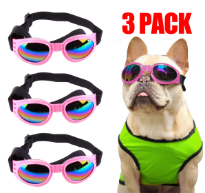 Pet Sunglasses. Windproof Glasses/Goggles For Small To Medium Dogs. UV, Wind, Dust, Fog Protection With Adjustable Strap (Option: Pink)