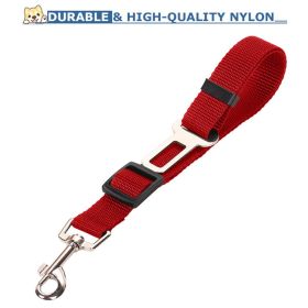 High Quality Durable Pet Vehicle Leash, Nylon, Adjustable Car Seat Safety Belt Leash (Option: Red)