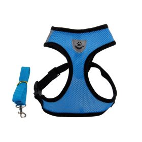 Fashionable High-end Multi-color Dog Harness And Leash (Option: Blue-XL)