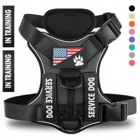 Reflective, Breathable, Service Dog Harness. Polyester Harness With Clip Attachments (Option: Black-XS)
