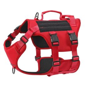 Heat-resistant Durable Nylon Service Dog Harness, Adjustable No-pull Reflective Vest With Dual Handles For Large Dogs (Option: Red-XL)