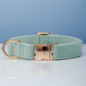 Multiple Color Velvet Personalized Dog Collar And Leash Set With Bow (Option: Cyan-XS)