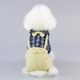 Spring And Summer Coveralls With Attached Shirt And Bow Costume For Dogs - Multiple Sizes (Option: Khaki-Xs)