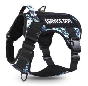Tactical Service Dog Harness. Adjustable, Reflective, With Metal Buckle. For Hiking Or Training (Option: Black camouflage-S)