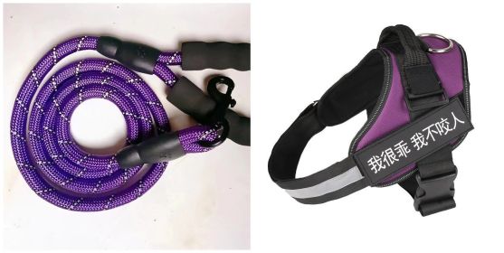 Fashion Simple Pet Leash And Harness Set (Option: Purple-XL)