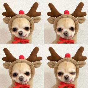 Christmas Dog Winter Warm Clothing Cute Plush Coat Hoodies Pet Costume Jacket For Puppy Cat French Bulldog Chihuahua Small Dog Clothing (Color: Coffee, size: L)