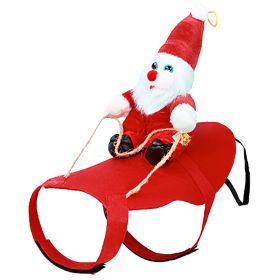 1Pc Riding Santa Claus With Bell Costume. Red Winter Coat For Dog (Option: M)