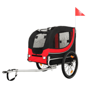 Large Folding Bike Trailer For Dogs  120LB Capacity All-Terrain Pet Carrier, Durable Steel Frame For Cycling, Jogging, Camping  Outdoor Adventure (Option: Black Red)