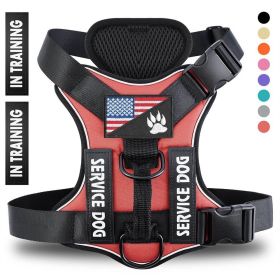 Reflective, Breathable, Service Dog Harness. Polyester Harness With Clip Attachments (Option: Red-S)