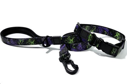 UV Printing Camouflage Embossed Pet Leash Set Is A Perfect Combination Of Style And Functionality Specially Designed For Pets' Outdoor Activities. (Option: Purple-25mm)