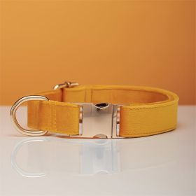 Multiple Color Velvet Personalized Dog Collar And Leash Set With Bow (Option: Yellow-L)