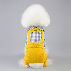Spring And Summer Coveralls With Attached Shirt And Bow Costume For Dogs - Multiple Sizes (Option: Yellow-M)