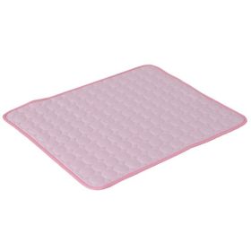 Summer Cooling Mat For Dogs or Cats, Six Sizes, Ice Silk Fabric Absorbs and Dissipates Heat, Accessories Cat Durable Blanket Sofa Ice Pad (Option: Pink Edging-M60*50cm)